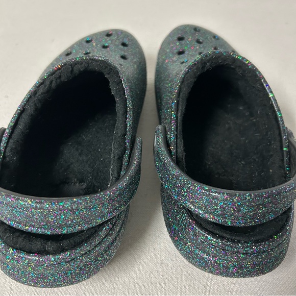 Crocs Classic Glitter Lined Clogs M6 / W8 Multicolor Black Lining Starry Skies - Picture 4 of 10